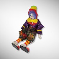 Vintage Clown Doll Pair with Porcelain Hands and Faces