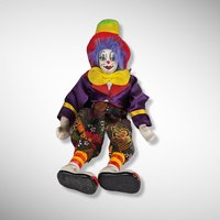 Vintage Clown Doll Pair with Porcelain Hands and Faces
