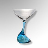 Vintage Blue Flared Stem Martini Glass
