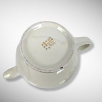 Vintage Hall 0218 6-Cup Cream Teapot with Gold Trim