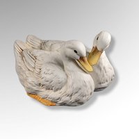 Vintage Porcelain Figurine with 2 Cuddling Geese