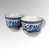 2 Vintage Johnson Bros Blue Willow Cups
