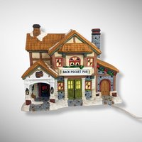 1999 Santa's Workbench Towne Series Back Pocket Pub Lighted House