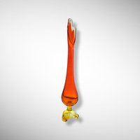 Mid Century 18" Orange Swung Glass Vase