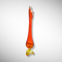 Mid Century 18" Orange Swung Glass Vase
