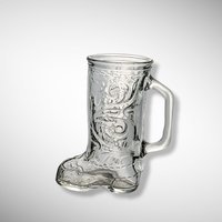 Vintage Cowboy Boot Clear Glass Mug