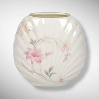 Vintage Fine China Japan Shell Shaped Bud Vase with Pink Flowers (4")