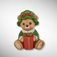 Pair of Vintage Homco Christmas Bear Figurines 5175