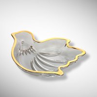 Mikasa Gold Rimmed Glass Dove Dish