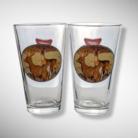 Pair of 2001 Miller High Life Friends of the Field Glasses with Deer