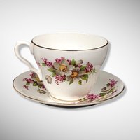Vintage Clarence Magnolia Bone China Tea Cup and Saucer Set