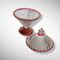 Westmoreland English Hobnail Covered Candy Dish with Red Flash