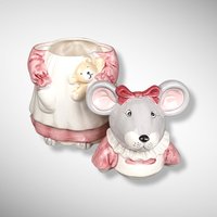 Vintage Mouse Holding Teddy Bear Cookie Jar