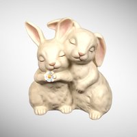 1990 Homco 'He Loves Me' Rabbits Figurine