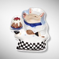 Boston Warehouse Chip and Dip French Pig Chef Serving Tray