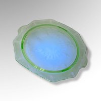 1930s Anchor Hocking Princess Uranium 11" Green Cake Stand, Depression Glass