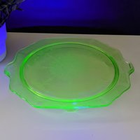 1930s Anchor Hocking Princess Uranium 11" Green Cake Stand, Depression Glass