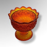 Vintage Daisy and Button Amberina Compote without Lid