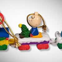 Vintage 4 Piece Peanuts Train Ornament Set