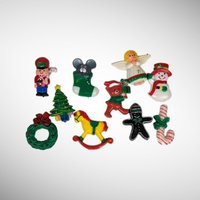 10 Vintage Plastic Christmas Magnets