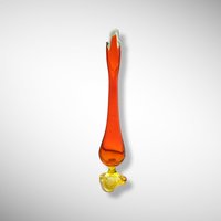 Mid Century 18" Orange Swung Glass Vase
