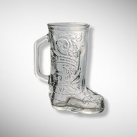 Vintage Cowboy Boot Clear Glass Mug