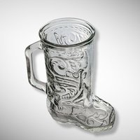 Vintage Cowboy Boot Clear Glass Mug