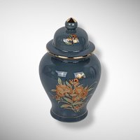 Hand-Painted Floral Ceramic Jar