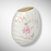 Vintage Fine China Japan Shell Shaped Bud Vase with Pink Flowers (4")