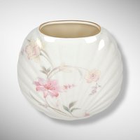 Vintage Fine China Japan Shell Shaped Bud Vase with Pink Flowers (4")