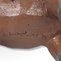 1993 Handmade Santa on Pig Figurine, Signed and Dated