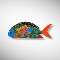 Vintage Mexican Hand Painted Folk Art Wooden Fish