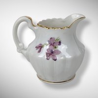 3 Piece Small Cream and Sugar Set with Purple Flowers
