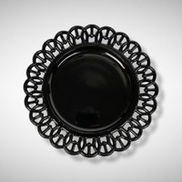 Set of 3 Vintage Black Glass Plates