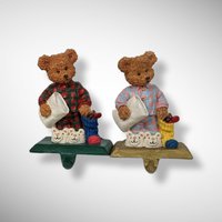 Boy and Girl Pair of Bedtime Bear Stocking Holders