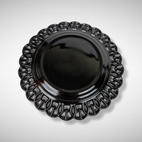 Set of 3 Vintage Black Glass Plates