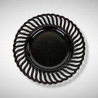 Set of 3 Vintage Black Glass Plates