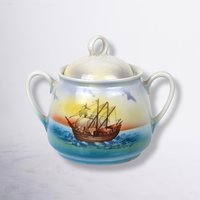 PK Unity Sugar Bowl with Ship, Made in Germany