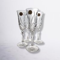 Set of 4 Salzburg Cristal de Flandre Fluted Champagne Glasses
