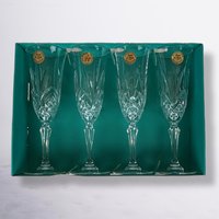 Set of 4 Salzburg Cristal de Flandre Fluted Champagne Glasses