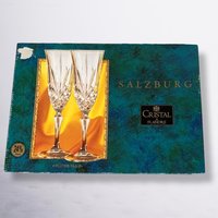 Set of 4 Salzburg Cristal de Flandre Fluted Champagne Glasses