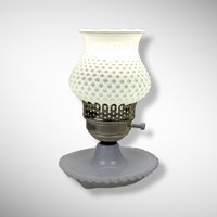 Vintage Milk Glass Hobnail Electric Hurricane Lamp