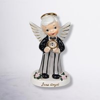 Pair of Napco 1956 June and August Angel Figurines, Made in Japan, Flawed