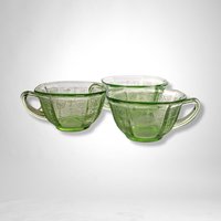 Set of 3 Anchor Hocking Green Princess Cups