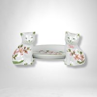 Cherry Blossom Cat Salt and Pepper on Tray
