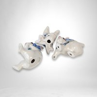 Set of 3 Ceramic White Playful Bunny Figurines
