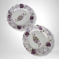 Pair of Schoenberg Germany Purple Floral Plates