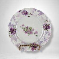 Pair of Schoenberg Germany Purple Floral Plates