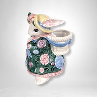 1991 Fitz and Floyd Bloomers Bunny Bud Vase: Vintage Easter Decor