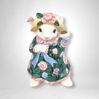 1991 Fitz and Floyd Bloomers Bunny Bud Vase: Vintage Easter Decor